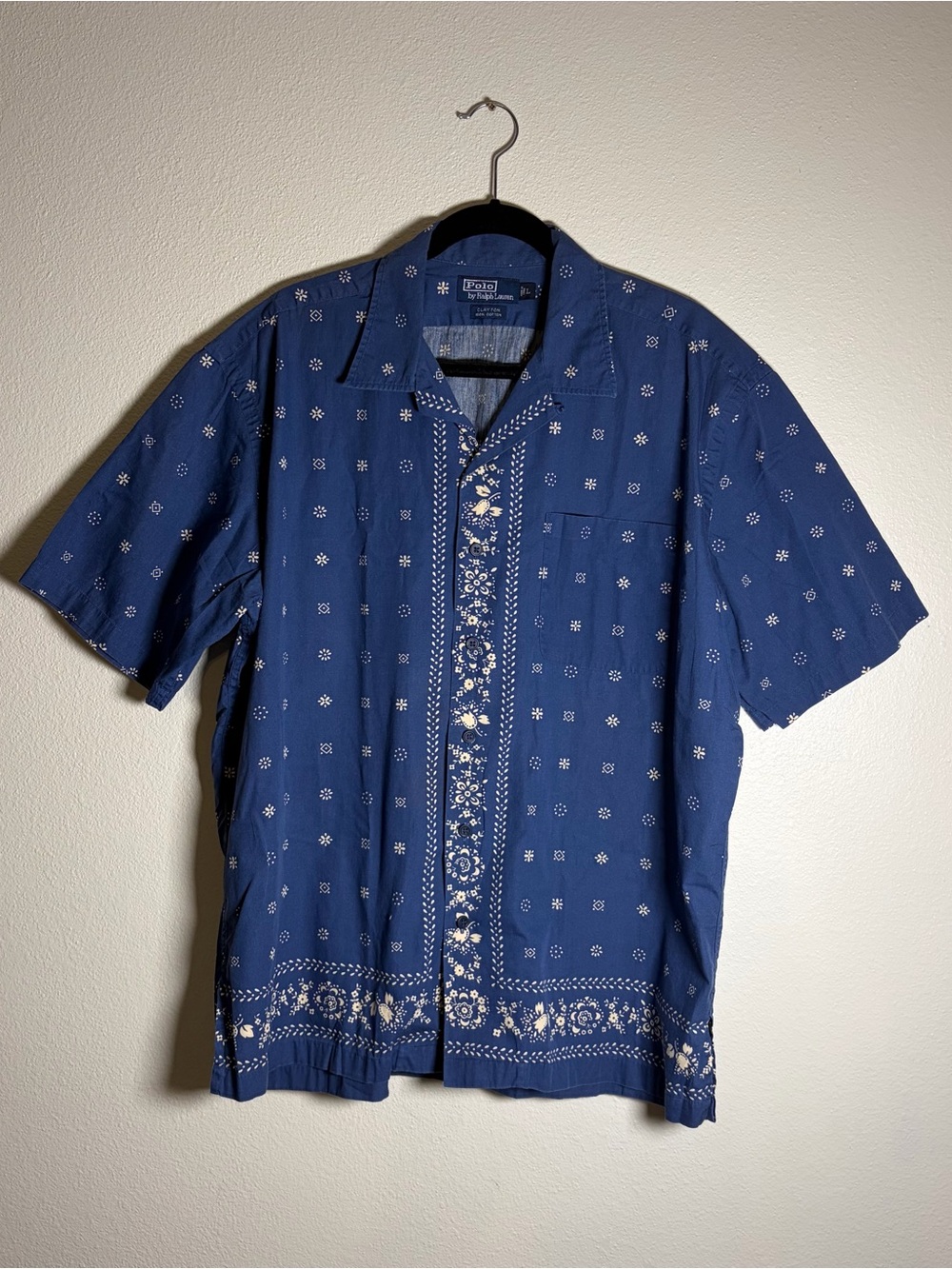 RARE VTG 90s Polo Ralph Lauren
"Clayton" Bandana Print Camp Shirt Collectible Lg